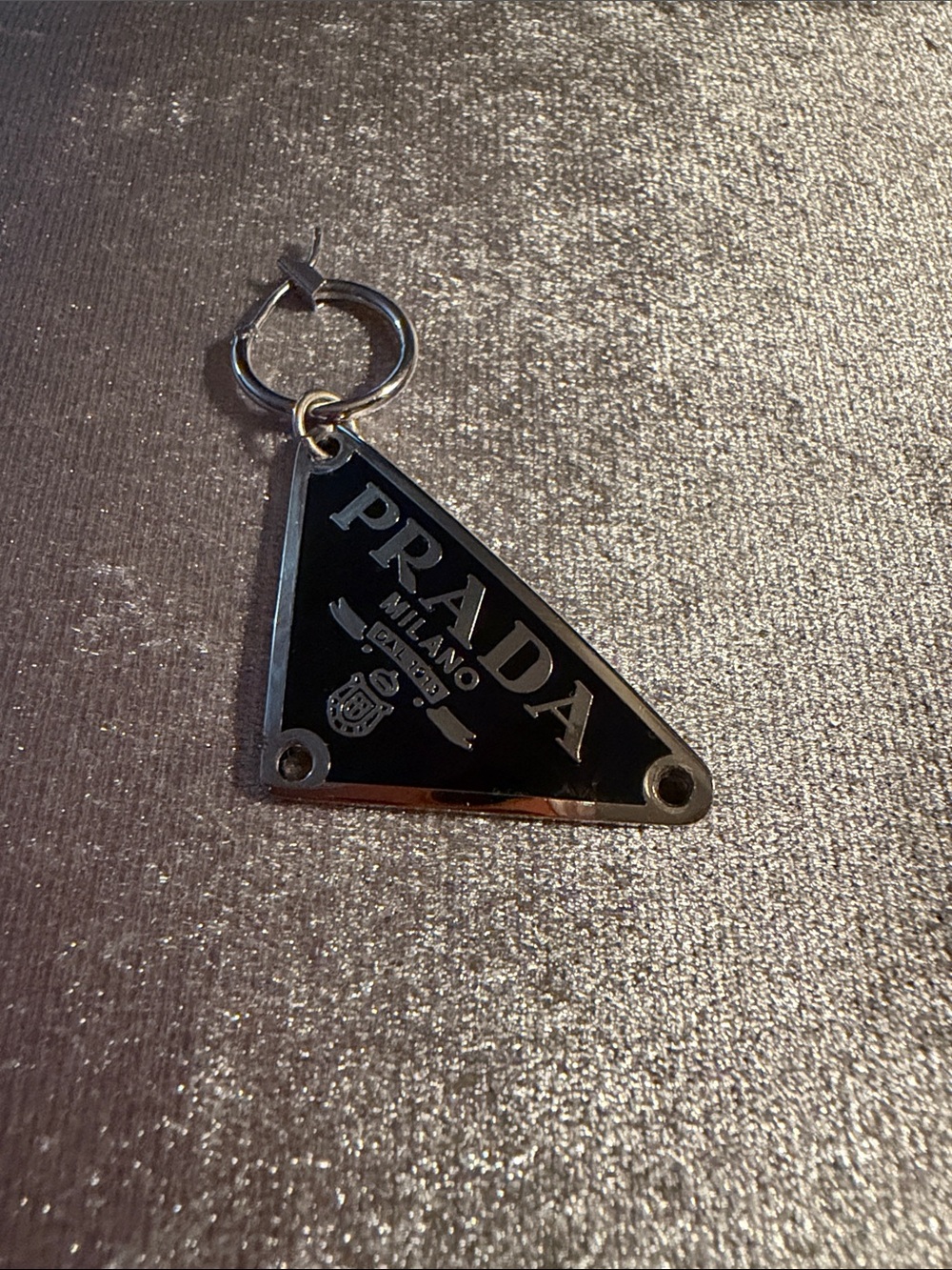 Black and Silver Triangle Logo Earring
